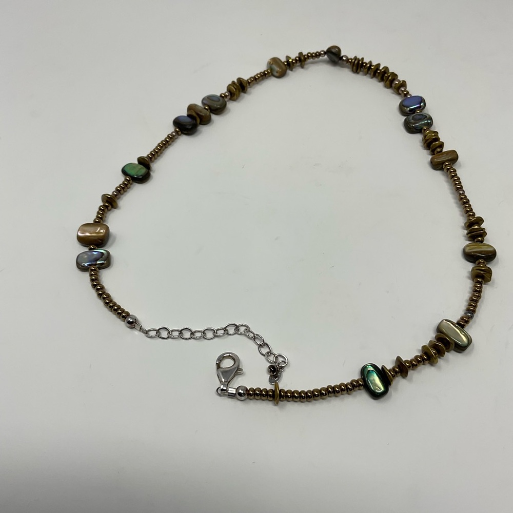 Silpada Sterling Silver Abalone Shell Bronze Bead Necklace EUC - Picture 4 of 10